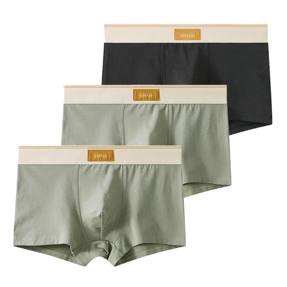 Qulqfy Men's 3 Pack Boxer Briefs Breathable Cotton Big & Tall Boxer Briefs Stretch Moisture Wicking Men Underwear L