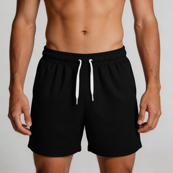 Qulqfy Men's Athletic Shorts Mesh Quick-Dry Workout Gym Activewear Breathable Basketball Shorts with Pockets Black L