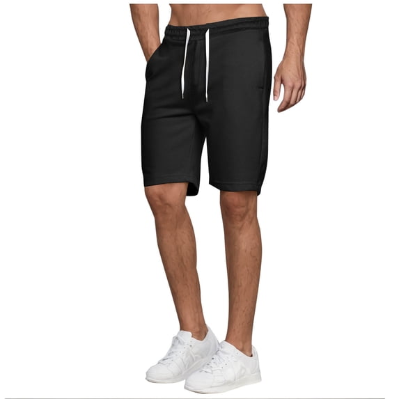Qulqfy Men's Basketball Shorts Black Summer Outdoor Sweatpants Solid Elastic Waist Spring Shorts with Pockets for Men 3XL