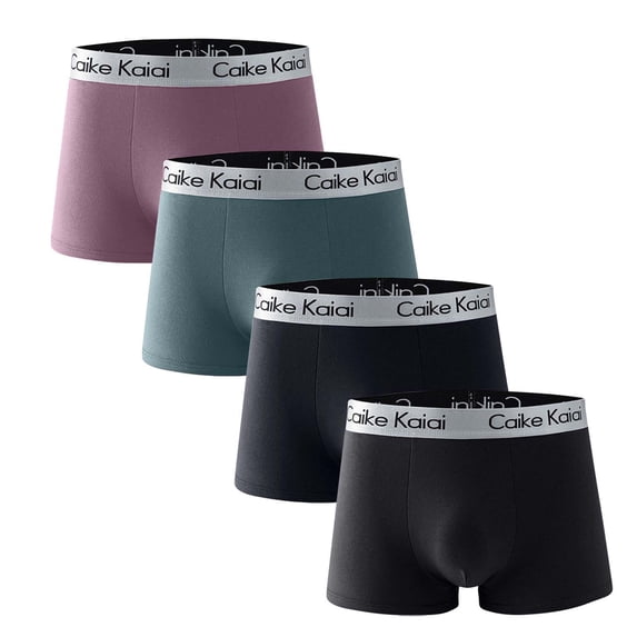 Qulqfy Men's Boxer Briefs Underwear Big & Tall Cotton Breathable 4 Pack Boxer Briefs Stretch Moisture Wicking Men Underwear L