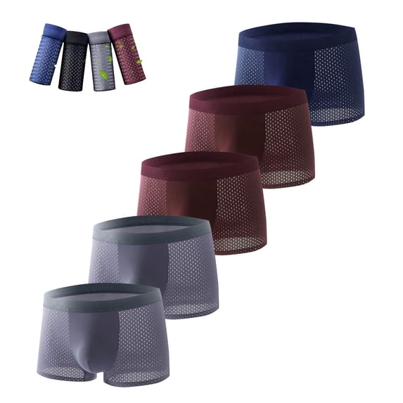 Qulqfy Men's Boxer Briefs Underwear Stretch 5 Pack Big & Tall Cooling Boxer Briefs Breathable Mesh Men's Underwear Briefs XXL