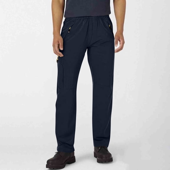 Qulqfy Men's Pants Cargo Baggy Stretch Blue Pants Hiking Nylon Waterproof Pants Wide Leg Pants for Men XS