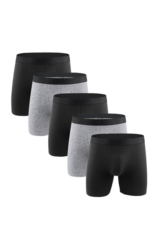 Men's Stretch Boxer Briefs Long Leg Cotton 5 Pack Boxer Briefs Performance Breathable Mens Briefs Underwear S