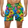 thumbnail image 1 of Qulqfy Men's Swim Trunks 7 Inch Inseam Big & Tall Hawaiian Print Quick Dry Board Shorts Stretch with Pockets Drawstring Pool Beach Shorts Mens Bathing Suit L, 1 of 6