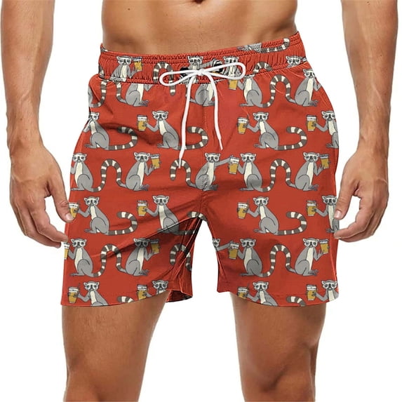 Qulqfy Men's Swim Trunks Big & Tall 5 Inch Inseam Quick Dry Funny Board Shorts Printed Pool Stretch Drawstring Beach Shorts Mens Swimsuit L