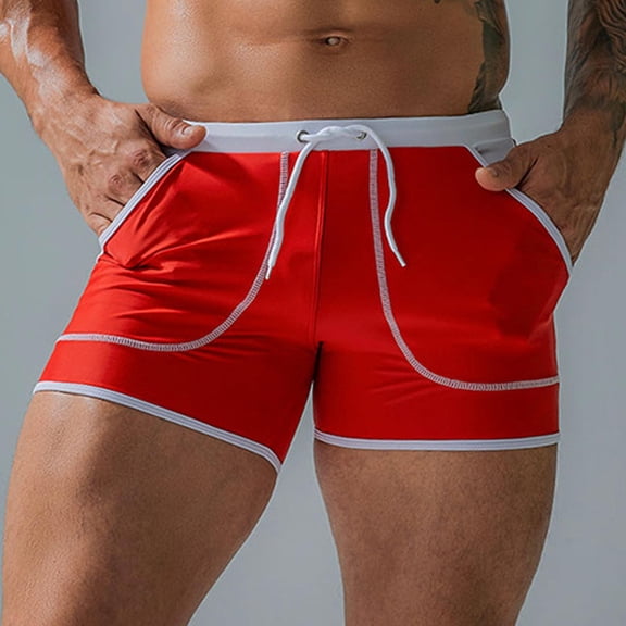 Qulqfy Men's Swim Trunks Quick Dry Boxer Brief Liner 5 Inch Inseam Board Shorts with Pockets Stretch Pool Beach Drawstring Shorts Men's Swimwear XXL