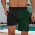 thumbnail image 1 of Qulqfy Men's Vacation Shorts Green Beach Shorts Drawstring Double Layered Color Block Elastic Waist Shorts Men's Workout Shorts M, 1 of 9