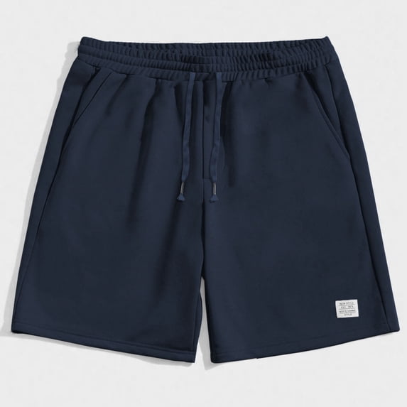 Qulqfy Mens 5 Inch Shorts Gym Blue Running Summer Shorts Elastic Waist Spring Solid Shorts for Men 3XL
