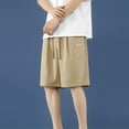 thumbnail image 1 of Qulqfy Mens Athletic Shorts Cooling Yellow Summer Big & Tall Shorts Solid Elastic Waist Knee Length Shorts for Men L, 1 of 4