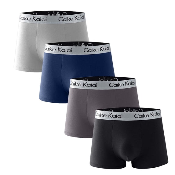 Qulqfy Mens Big & Tall Boxer Briefs 4 Pack Breathable Cotton Boxer Briefs Stretch Moisture Wicking Underwear for Men XL