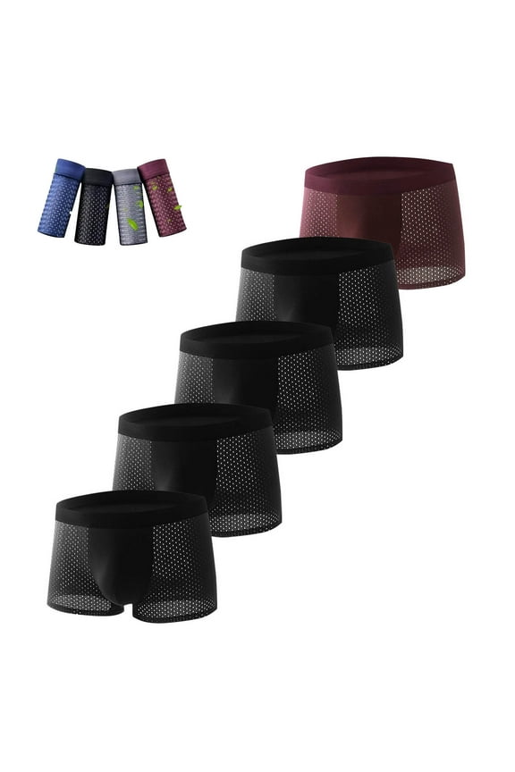 Mens Big & Tall Boxer Briefs Cooling 5 Pack Breathable Boxer Briefs Mesh Stretch Underwear Men 3XL