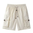 thumbnail image 1 of Qulqfy Mens Big & Tall Shorts 9 Inch Summer Beige Cargo Shorts Spring Solid Elastic Waist Shorts for Men L, 1 of 7