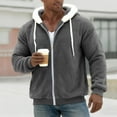 thumbnail image 1 of Qulqfy Mens Jacket Fleece Winter Casual Gray Zip Up Warm Cold Weather Hooded Jacket Mens Coat XL, 1 of 5