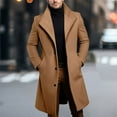 thumbnail image 1 of Qulqfy Mens Long Coats Bronze Wool Blend Winter Classic Single Breasted Lapel Collar Trench Coat Peacoat for Men S, 1 of 7