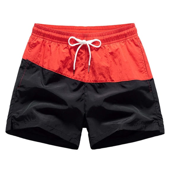 Qulqfy Mens Shorts 5 Inch Black Big & Tall Beach Vacation Shorts Drawstring Color Block Elastic Waist Shorts Mens Workout Shorts L