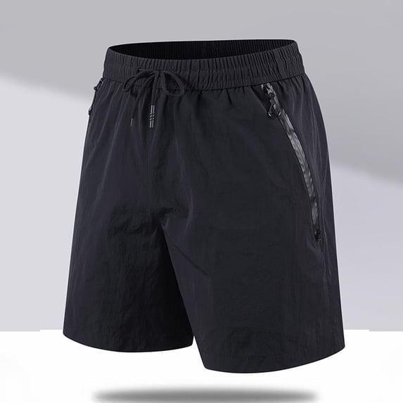 Qulqfy Mens Shorts Athletic Big & Tall Black Cargo Summer Quick Dry Shorts Elastic Waist Outdoor Shorts with Pockets for Men L