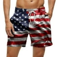 thumbnail image 1 of Qulqfy Mens Swimming Trunks 7 Inch Inseam Quick Dry Big & Tall USA Flag Board Shorts Drawstring Surf Stretch with Pockets Beach Shorts Mens Swimsuit L, 1 of 7