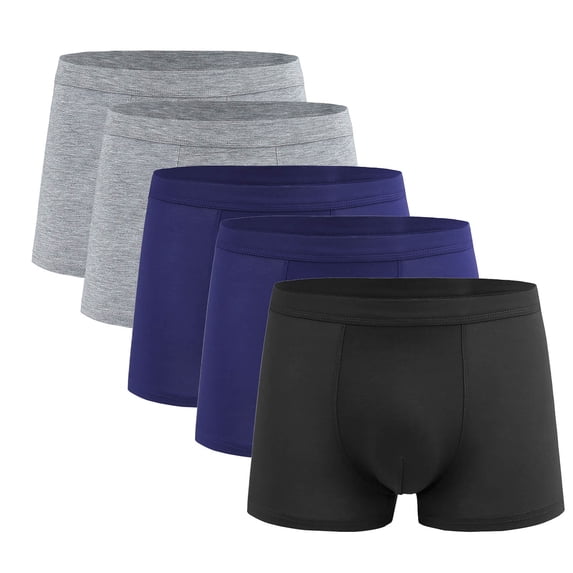 Qulqfy Mens Underwear Boxer Briefs 5 Pack Breathable Big & Tall Boxer Briefs Moisture Wicking Stretch Comfort Mens Underwear L