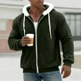 thumbnail image 1 of Qulqfy Mens Winter Jackets Casual Fleece Green Hooded Warm Cold Weather Zip Up Jacket Mens Pea Coat L, 1 of 6
