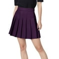 thumbnail image 1 of Qulqfy Mini Skirts for Women A-Line Cotton Linen Pleated Purple Skater Flowy High Waist Fall Short Skirt Women's Skirts S, 1 of 9