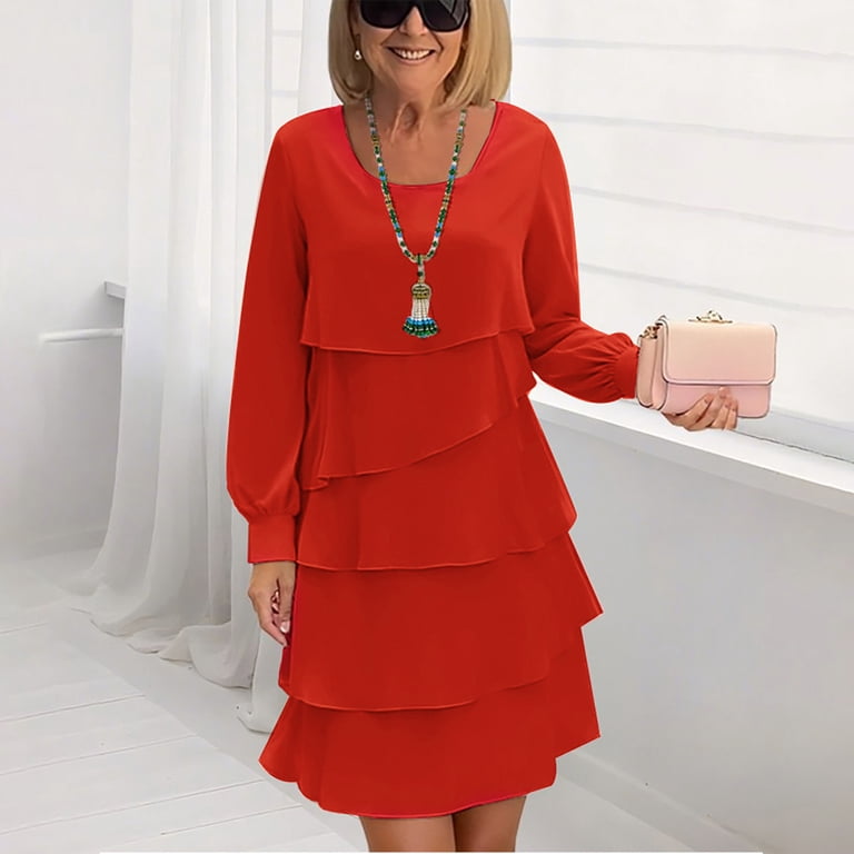 tiered wedding guest dresses Spaghetti Strap Ruffle Hem Midi Length Dress Designed to drape beautifully Wedtrend Women Purple A Line