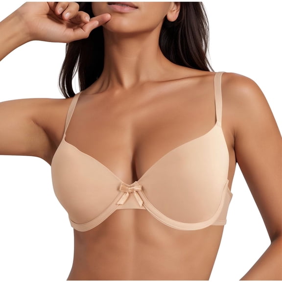 Qulqfy No Underwire Women Bra Balconette Seamless Yellow Push Up Everyday Soft Bralette T Shirt Bra 80E