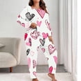 thumbnail image 1 of Qulqfy Pajama Sets Women Plus Size Cute Valentine Day Soft Black Long Sleeve Crew Neck Tops and Jogger Pants Heart Print Sleepwear Lounge Set Women L, 1 of 6