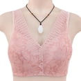 thumbnail image 1 of Qulqfy Pink Bra for Women Front Closure Sleep Lace Everyday V Neck Lightly Lined Bralette Tshirt Bra XL, 1 of 6