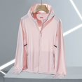 thumbnail image 1 of Qulqfy Pink Jackets Women Nylon Hooded Lightweight Sun Protection Workout Jackets Women Zip Up Tops with Thumb Holes M, 1 of 3