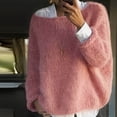 thumbnail image 1 of Qulqfy Pink Sweater for Women Crew Neck Knit Pullover Solid Basic Long Sleeve Shirts Womens Fall Sweater L, 1 of 9