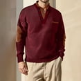 thumbnail image 1 of Qulqfy Plaid Jacquard Sweatshirts for Men Henley Neck Waffle Knit Casual Red Winter Fall Long Sleeve Shirts Mens Shirts XXL, 1 of 9