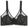 thumbnail image 1 of Qulqfy Plus Size Bra for Women Black Lace No Underwire Push Up Mesh Sheer Lightly Lined Bras Tshirt Bra 4XL, 1 of 2