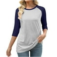 thumbnail image 1 of Qulqfy Plus Size Tops for Women 3/4 Length Sleeve Spring Raglan Shirts Color Block Crew Neck Tunic Fall Tops Blouses for Women XL, 1 of 4