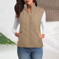 thumbnail image 1 of Qulqfy Puffer Vest Women Casual Yellow Zip Up Sleeveless Stand Collar Padded Quilted Jackets Womens Fall Tops XXL, 1 of 9