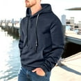 thumbnail image 1 of Qulqfy Pullover Hoodie for Men Jacquard Henley Blue Fall Long Sleeve Hooded Casual Sweatshirts Sweatshirt for Men S, 1 of 4