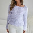 thumbnail image 1 of Qulqfy Purple Sweater Women Knit Cropped Pullover Fuzzy Bell Sleeve Tunic Square Neck Shirts Women's Fall Sweaters Free, 1 of 6
