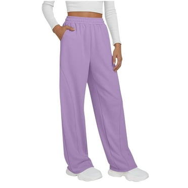 Qulqfy Purple Sweatpants Women Plus Size High Waisted Joggers Palazzo Solid Sweatpants Womens Cargo Pants Plus Size XXL