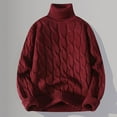 thumbnail image 1 of Qulqfy Red Men Sweater Fashion Thick Cable Knit Casual Textured Winter Turtleneck Long Sleeve Fall Sweater Men Shirts XXL, 1 of 3