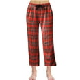 thumbnail image 1 of Qulqfy Red Women pants Pajama Baggy Lounge Flannel Plaid Drawstring Comfy Wide Leg Pants Womens Trousers L, 1 of 5