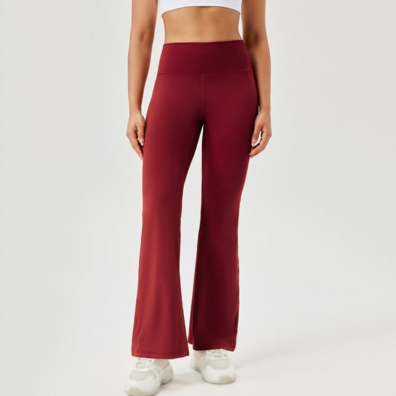 Qulqfy Red Womens Pants Yoga Flare Bootcut Loose Fit Workout High Waisted Stretchy Pants Athletic Joggers Women XL