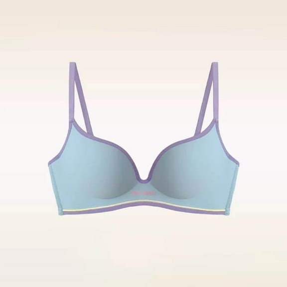 Qulqfy Seamless Bra for Women Blue Balconette Wirefree Push Up Soft Everyday Breathable Bralette Tshirt Bra M