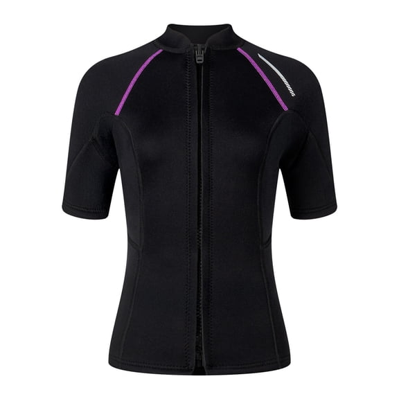 Qulqfy Short Sleeve Swimsuits for Women 2026 Wetsuit Rash Guard Swim Tops Full Zip 1.5mm for Cold Water Surfing Diving Suit for Women XXL