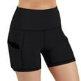 thumbnail image 1 of Qulqfy Shorts Women Compression Gym Stretchy Black Hot Pants Plus Size Casual Solid Shorts with Pockets for Women 3XL, 1 of 7