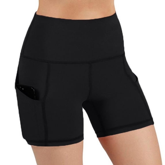Qulqfy Shorts Women Compression Gym Stretchy Black Hot Pants Plus Size Casual Solid Shorts with Pockets for Women 3XL