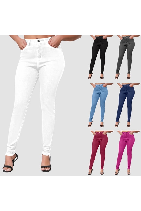 Skinny Womens Jeans 2025 Petite Stretchy White Casual High Waisted Denim Jeans Girl Pants L