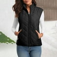 thumbnail image 1 of Qulqfy Sleeveless Puffer Vest Women Casual Zip Up Black Padded Lapel Collar Quilted Jackets Women's Winter Coats L, 1 of 9