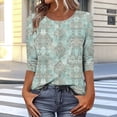 thumbnail image 1 of Qulqfy Slim Fit Blouses for Women Graphic Boat Neck 3/4 Length Sleeve Casual Boho Work Tunic Fall Pleat Women Summer Tops XL, 1 of 7
