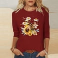 thumbnail image 1 of Qulqfy Slim Fit Womens Graphic T Shirts 3/4 Length Sleeve Crew neck Causal Tunic Basics Vacation Raglan Women Summer Tops XL, 1 of 6