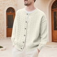 thumbnail image 1 of Qulqfy Soft Men's Cardigan Sweaters Beige Button Down Casual Cable Knit Long Sleeve Crew Neck Fall Winter Fashion Sweater Under Shirts for Men L, 1 of 4