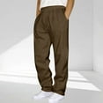 thumbnail image 1 of Qulqfy Stretch Pants for Men Cargo Baggy Big and Tall Brown Pants Elastic Waist Straight Leg Pants Casual Pants for Men 5XL, 1 of 5